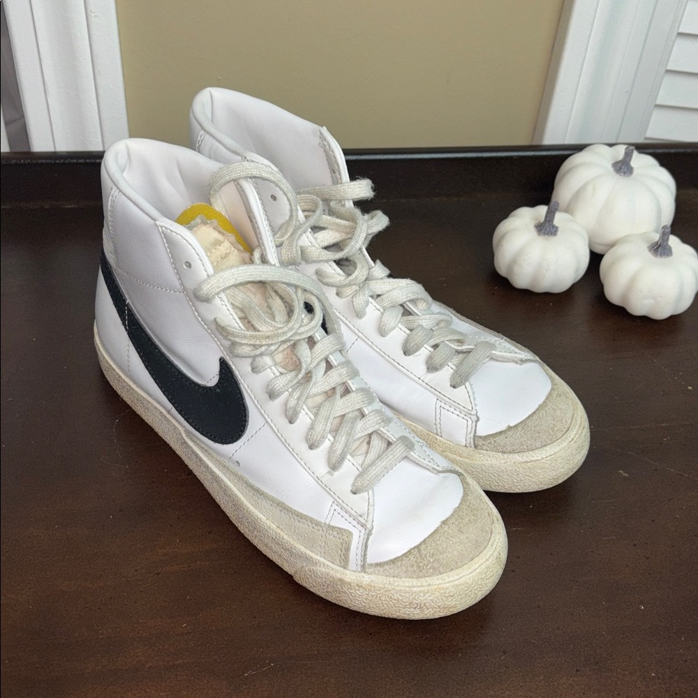 White and Black Nike Blazers